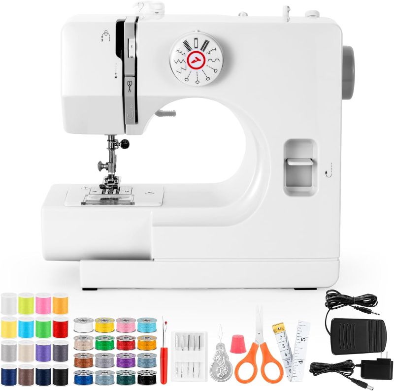 Photo 1 of Sewing Machine, Mini Sewing Machine, Electric Portable Sewing Machine for Beginners, 12 Stitch Dual Speed with Foot Pedal & Sewing Kit