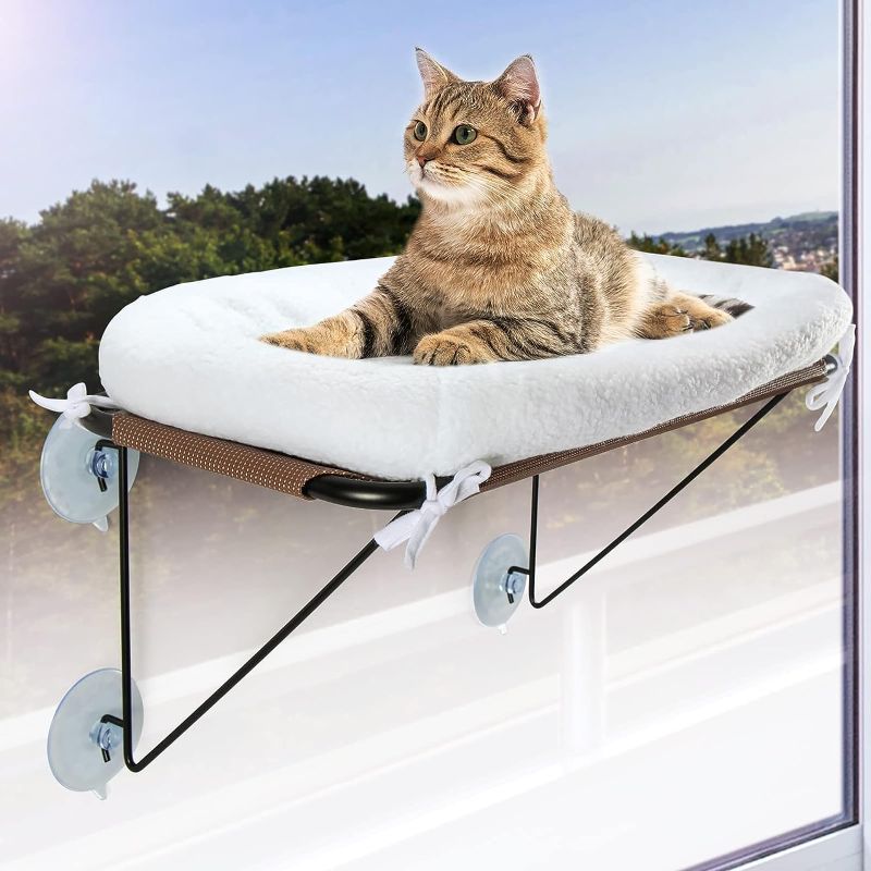 Photo 1 of Cat Window Perch with Supported Under Metal, Cat Hammock with Spacious and Comfortable Pet Bed for Kittens & Large Cats, Cat Gifts for Your Beloved Cat