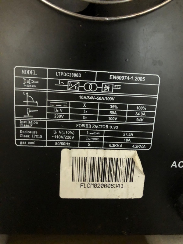 Photo 7 of ** FOR PARTS ** **SOLD AS PARTS** LOTOS LTPDC2000D Non-Touch Pilot Arc 50A Plasma Cutter 200A Tig Welder & Stick Welder 3 in 1 Combo Welding Machine,½ Inch Clean Cut,Brown & PCS22 Plasma Cutter Consumables Sets