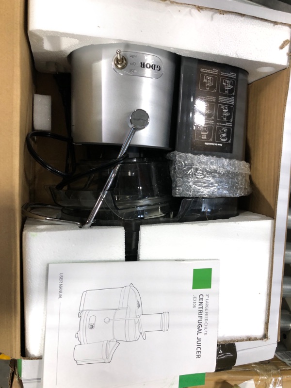 Photo 3 of **USED**Powerful 1200W GDOR Juicer with Larger 3.2" Feed Chute, Titanium Enhanced Cutting System, Centrifugal Juice Extractor Maker with Heavy Duty Full Copper Motor, Dual Speeds, BPA-Free, Silver