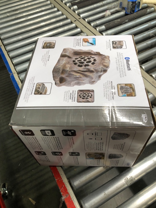 Photo 1 of Alpine Corporation Waterproof Bluetooth Solar-Powered Outdoor Wireless Rock Speaker, Gray