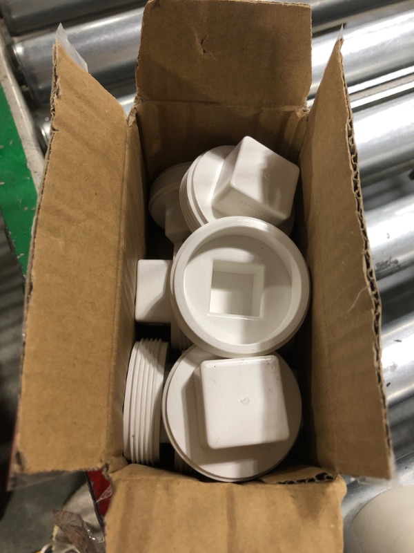 Photo 2 of 10Pack 2 Inch PVC Male Threaded Pipe End Cap SCH40 PVC Pipe Male Thread Plug 2" PVC NPT Male End Cap Adaptor, PVC Cleanout End Cap Plug, PVC NPT Male Plug Pipe Fitting for Plumbing Water Line 2Inch 10