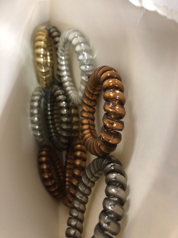 Photo 1 of 10 PCS Spiral Hair Ties No Damage for Thick Hair, Hair Scrunchies for Women's Hair Ponytail Holders Plastic Hair Elastics Hair Bands Hair Coils