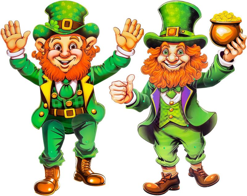 Photo 1 of **USED** ReliThick 2 Sets Jointed Leprechaun Party Accessory Saint Patrick's Day Decor 24 In Leprechaun Decorations Leprechaun Cutout for St. Patrick's Day Home Classroom Office Party Wall Door Office, 2 Style
