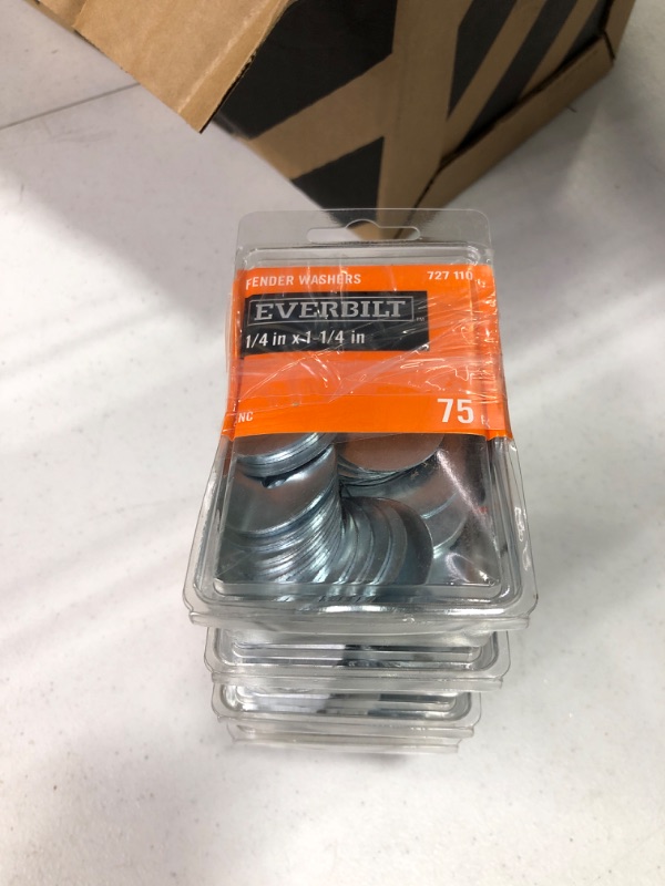 Photo 2 of *NO RETURNS* 5 PACKS OF EVERBILT 1/4 in. x 1-1/4 in. Zinc-Plated Fender Washer 
(75-Piece)