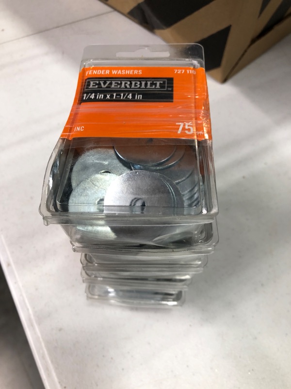 Photo 2 of *NO RETURNS* 5 PACKS OF EVERBILT 1/4 in. x 1-1/4 in. Zinc-Plated Fender Washer 
(75-Piece)