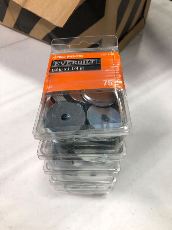 Photo 2 of *NO RETURNS* 5 PACKS OF EVERBILT 1/4 in. x 1-1/4 in. Zinc-Plated Fender Washer 
(75-Piece)