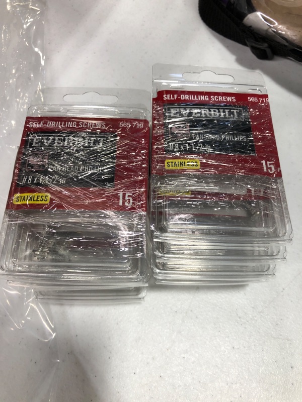 Photo 2 of *NO RETURNS* 10 PACK EVERBILT #8 x 1-1/2 in. Stainless Steel Phillips Pan Head Sheet Metal Screw (15 QTY)