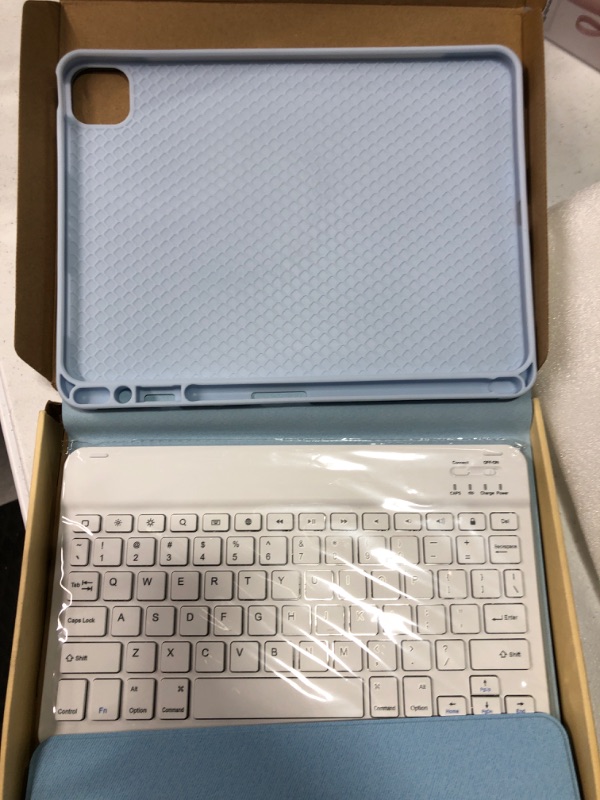 Photo 2 of CHESONA iPad Pro 11 Case with Keyboard, iPad Air 5th Generation Case with Keyboard, Detachable - Pencil Holder - Flip Stand Cover iPad Air 5th/4th Gen 10.9 Keyboard, iPad Pro 11 Keyboard, Light Blue iPad Pro 11"/Air 10.9" Light Blue