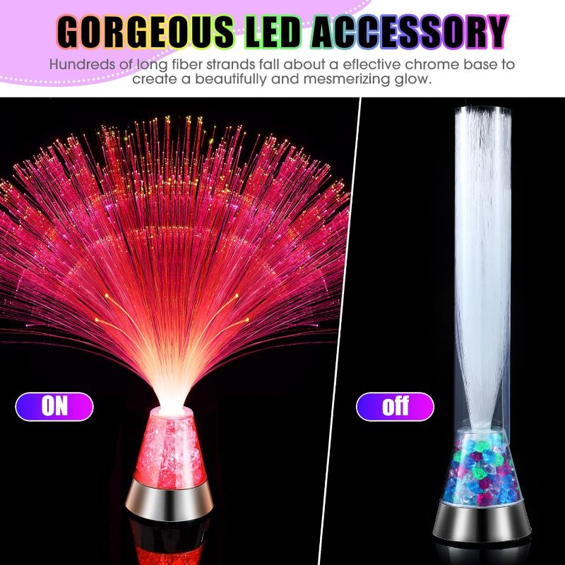 Photo 1 of 2 Packs LED Fiber Optic Lamp Color Changing Fiber Optic Centerpiece with Crystal Base Battery Powered Glitter Fiber Optic Lights 13.5 Inch Calming Sensory Light for Table Home Decor, Remote Control
