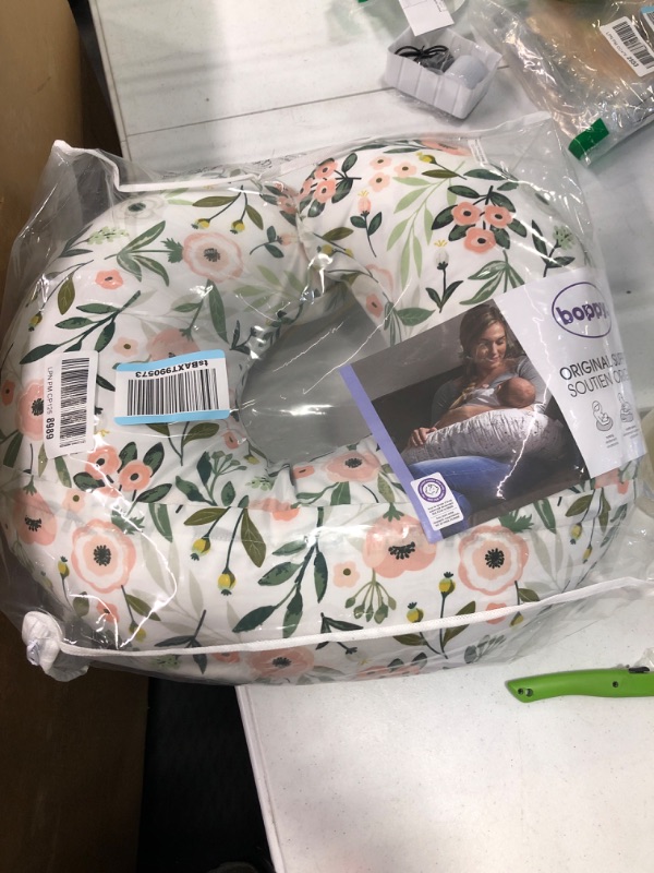 Photo 1 of Boppy Nursing Pillow and Positioner—Original | Pink Garden Flowers | Breastfeeding, Bottle Feeding, Baby Support | with Removable Cotton Blend Cover | Awake-Time Support , 20x16x5.5 Inch (Pack of 1)