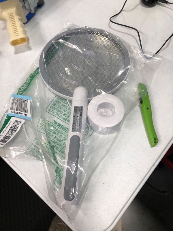 Photo 1 of PALONE Electric Fly Swatter 3000V Bug Zapper Racket 2 in 1 Fly Swatter with 1200mAh Battery Rechargeable Mosquito Killer Lamp with 3 Layers Safety Mesh for Indoor and Outdoor 1PCS