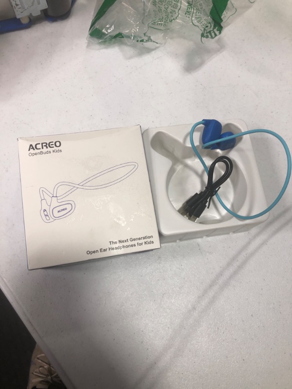 Photo 2 of ACREO Kids Headphones, Open Ear Bluetooth Headphones with MIC, OpenBuds Kids, Ultra-Light, Portable and Safer for Children, Best Wireless Kids Headphones for iPad, Tablet or Computers (Navy Blue)