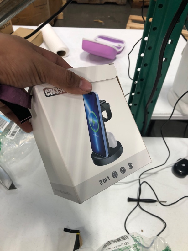 Photo 1 of 3 in 1 Charging Station for iPhone, Wireless Charger for iPhone 15 14 13 12 11 X Pro Max & Apple Watch - Charging Stand Dock for AirPods 3/2/1/Pro
