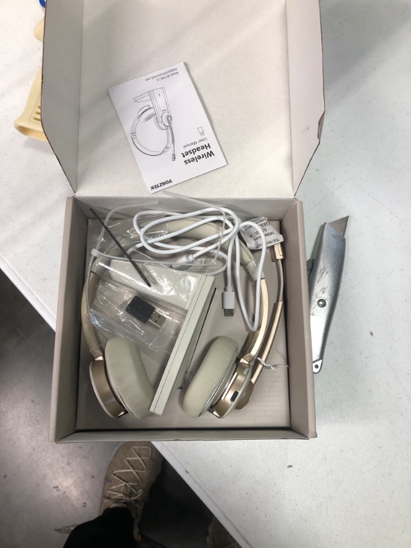Photo 1 of Bluetooth Headset with Microphone, QCC Wireless Headphones with Mic Noise Cancelling & Mute/Charging Dock/Plug & Play USB Dongle, 26 Hrs On Ear Headphones For Cell Phones/Laptop/PC/MS Teams/Zoom/Skype Qualcomm V5.0