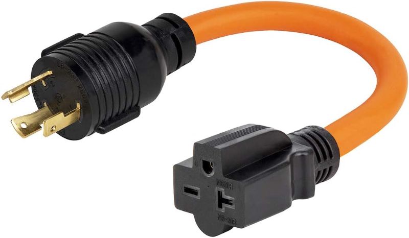 Photo 1 of 1FT Nema L6-30P 30-Amp Twist Locking Plug Male to 6-20R T-Blade adapter, STW 12-AWG 30A Generator 250V to 20A 250V 6-20/15R Adapter, L6-30 to 6-20R (6-15) Adapter