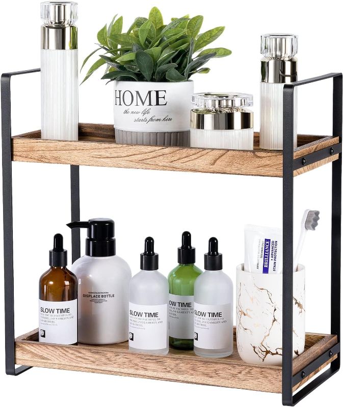 Photo 1 of ****USED*** 2-Tier Countertop Organizer for Bathroom Counter Wood Bathroom Counter Organizers Shelf Cosmetic Storage, Standing Vanity Tray for Bathroom Organization and Decor