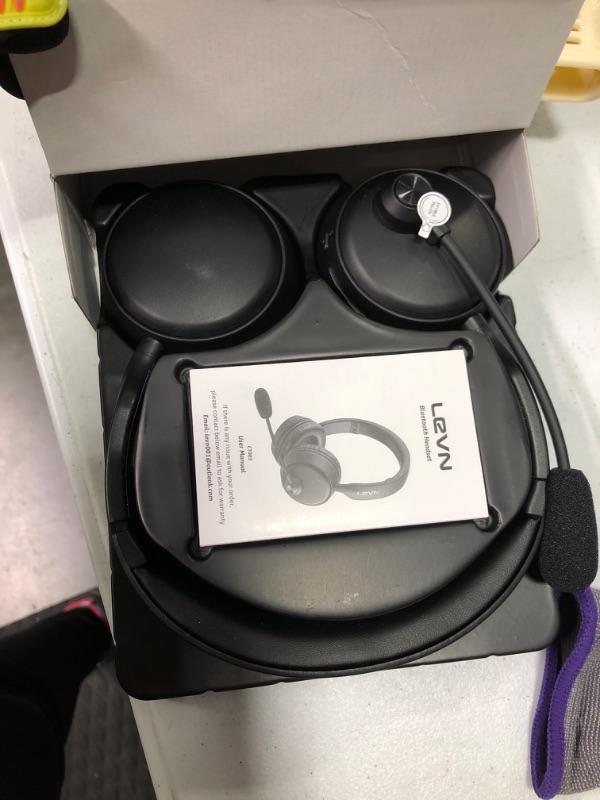 Photo 1 of LEVN Bluetooth Headset with Microphone, Wireless Headset with Mic & Mute Button, 60 Hrs Working Time Noise Cancelling Bluetooth Headset 5.3 Multipoint Connect to Cell Phone/Mobile/Laptop/Tablet/PC