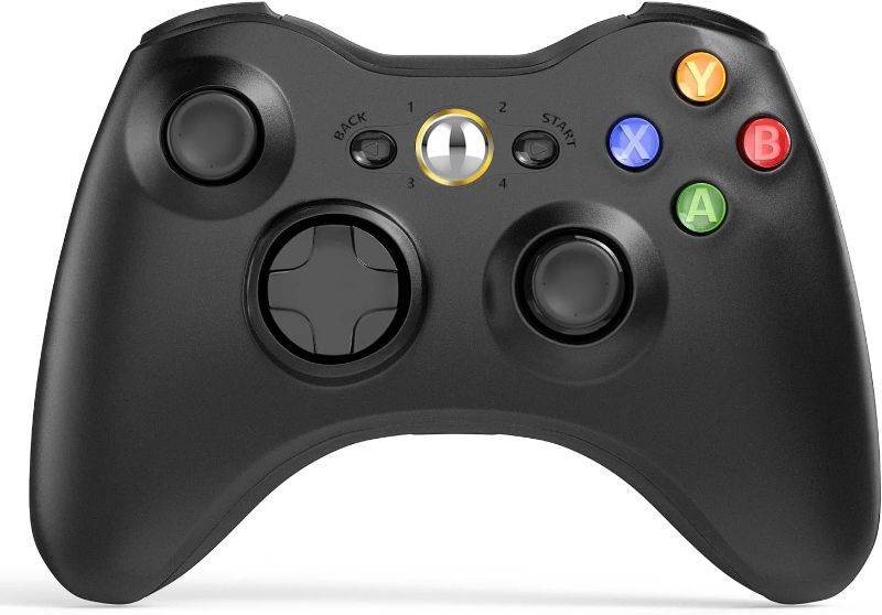 Photo 1 of W&O Wireless Controller Compatible with Xbox 360 2.4GHZ Gamepad Joystick Wireless Controller Compatible with Xbox 360 and PC Windows 7,8,10,11 with Receiver (Black)