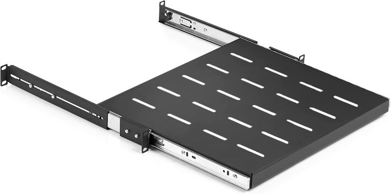 Photo 1 of 1U Sliding Rack Shelf 19" Server Rack Mount Cabinet 14"-22" Adjustable Depth 4 Post