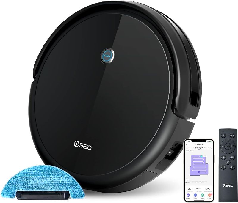 Photo 1 of + 360 C50 Robot Vacuum and Mop, 2600 Pa, Zigzag Cleaning, Scheduled Cleaning, Edge, Spot, Deep Cleaning, Compatible with Alexa and Google Assistant, Black
Style:New-C50