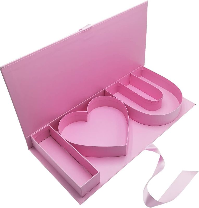 Photo 1 of ***NOT EXACT AS STOCK IMAGE***
Empty Flower Gift Box I Love U Cardboard Letter Shaped Fillable Chocolate Strawberry Candy Packaging (Pink)