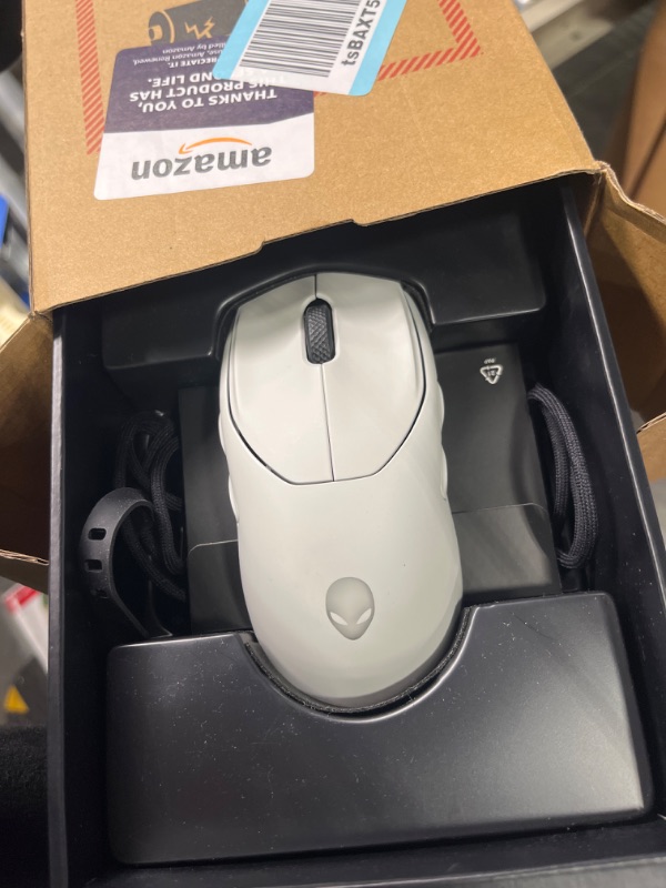 Photo 2 of Alienware AW720M Tri-Mode Wireless Gaming Mouse - 2.4GHz Wireless, Bluetooth 5.1, 26,000 DPI, 8-Fully Programmable Buttons, Magnetic Snap Charging Adapter USB-A to USB-C Cable - Lunar Light Wireless Gaming Mouse Lunar Light