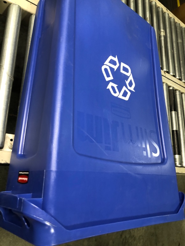 Photo 4 of Rubbermaid Commercial Slim Jim Recycling Containers with Venting Channels, 23 Gallons, Blue & Green (FG354007BLUE & FG354007GRN) (Combo Pack)