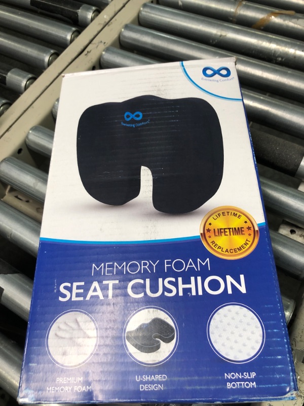 Photo 3 of Everlasting Comfort Seat Cushion - Office Chair Cushions w/ 30% More Memory Foam for All-Day Sitting Comfort - Ergonomic Coccyx, Back, Tailbone Pain Relief Pad Pillow Support for Car Seat, Desk Chair Black Memory Foam