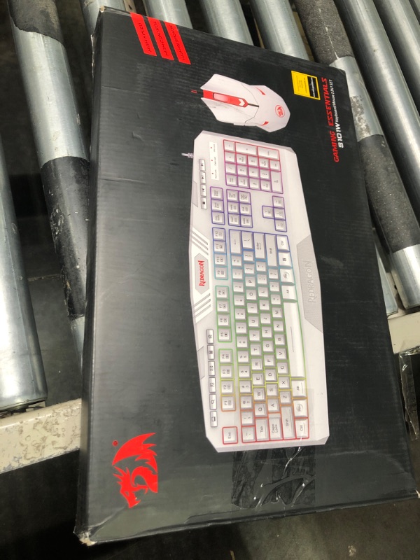 Photo 2 of **WIRED** Redragon S101 Wired RGB Backlit Gaming Keyboard with Multimedia Keys Wrist Rest and Red Backlit Mouse Combo 3200 DPI for Windows PC Gamers (White)