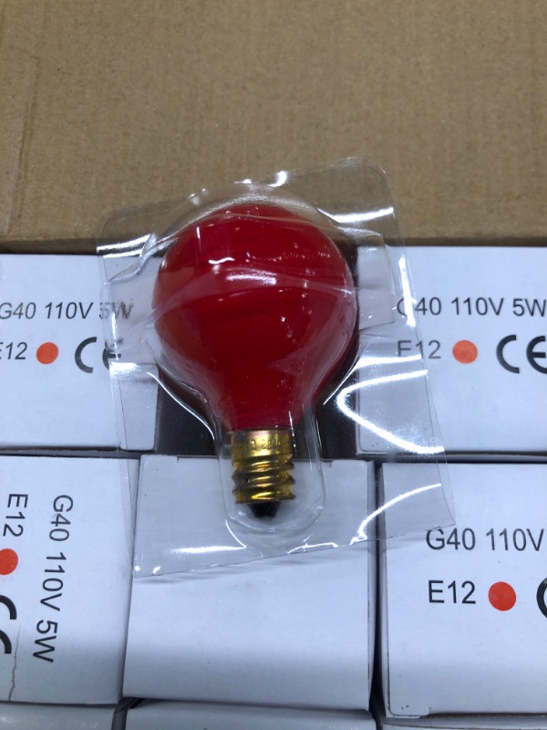 Photo 4 of 25 Pack G40 Red Light Bulb Green Light Bulb Ceramic Incandescent 5 Watt E12 Base G40 Light Bulbs Replacement for String Lights Colored Bulb Candelabra Based Red Bulb Green Bulb Christmas Bulb