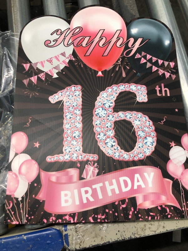 Photo 2 of 16th Birthday Decorations Yard Sign Rose Gold Pack of 2, Outdoor Decor Born in 2010 Fifty Year Old Lawn Signs with Metal Stakes, Weatherproof Outdoor Birthday Yards Decoration 13th & Made in 2010