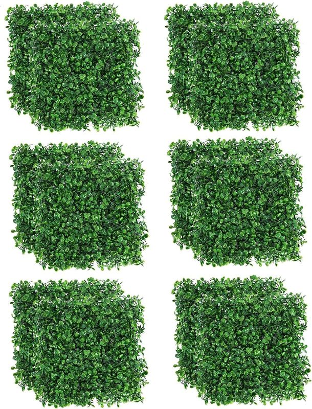 Photo 1 of 10"x10" Artificial Plants Grass Wall Backdrop Flowers Wedding Boxwood Hedge Greenery Panels for Indoor Outdoor Home Garden Wall Decor (12PCS(10X10 inch))