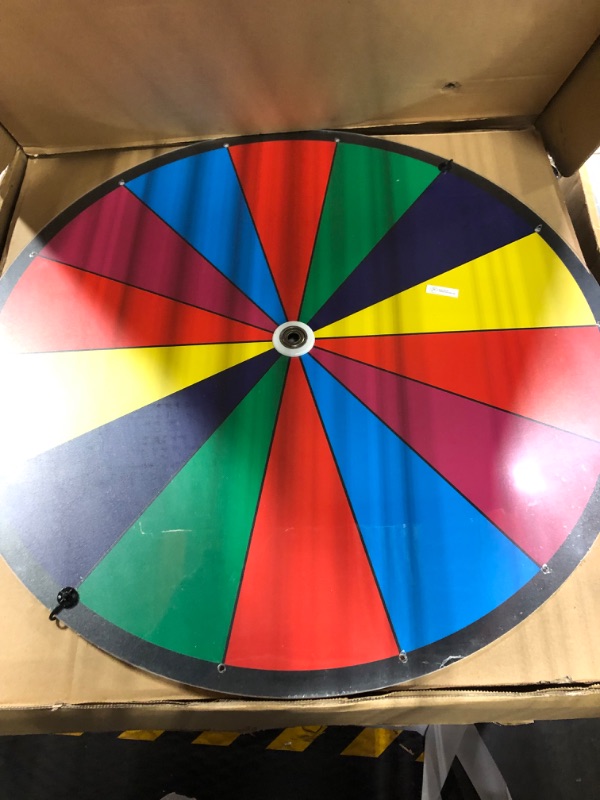 Photo 3 of **MISSING PARTS** 24 Inch Dual Use Spinning Prize Wheel 14 Slots Color Tabletop and Floor Roulette Wheel of Fortune, Spin The Wheel with Dry Erase Marker and Eraser Win The Fortune Spinner Game for Carnival Trade Show 24 Inch Adjustable Heavy Duty Prize W