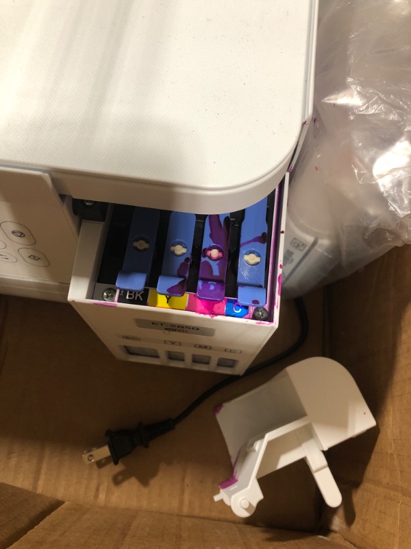 Photo 4 of **INK IS LEAKING** Epson EcoTank ET-2800 Wireless Color All-in-One Cartridge-Free Supertank Printer with Scan and Copy â€“ The Ideal Basic Home Printer - White, Medium ET-2800-W White