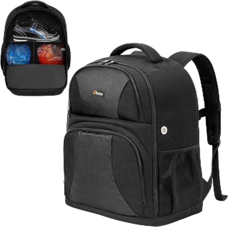 Photo 1 of 2 Ball Bowling Backpack, Bowling Ball Bag Backpack for Two Balls, Shoes up to Size 15 and Accessories