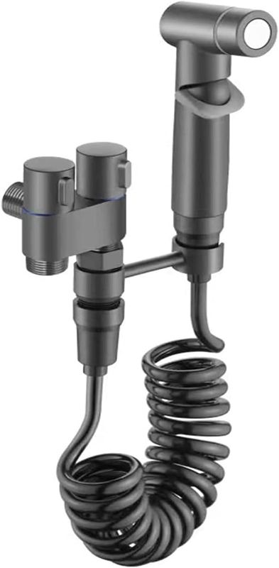 Photo 1 of 1-In-2-Out Dual Control Valve, Dual Control Valve for Bidet, Bathroom Faucet Double Handle Dual Control, 1-In-2-Out Faucet for Toilet,Bidet and Bathroom, Easy to Assemble grey