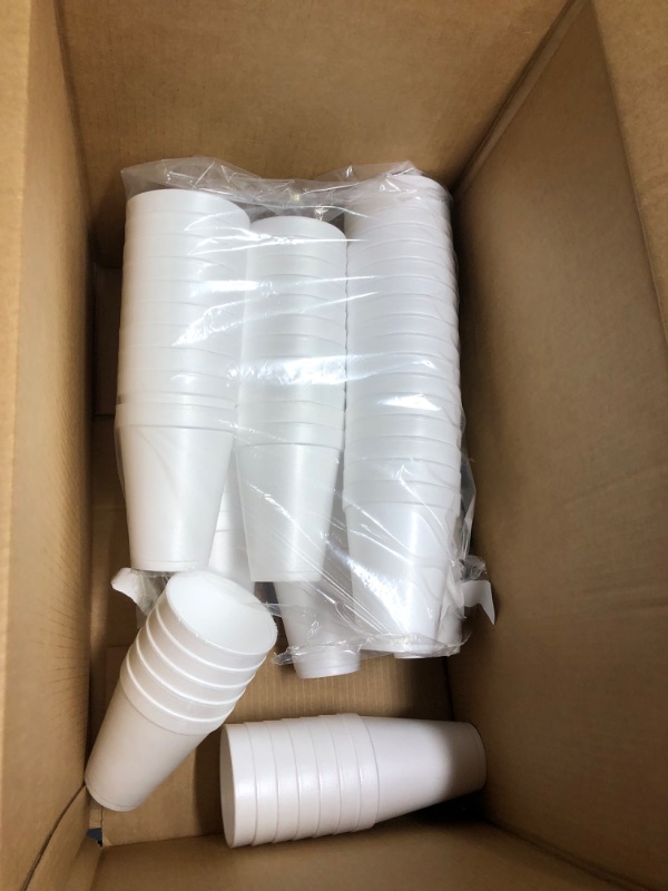 Photo 3 of **USED** ** MISSING PARTS**12 Oz Disposable Foam Cups (100 Pack), White Foam Cup Insulates Hot & Cold Beverages, Made in the USA, To-Go Cups - for Coffee, Tea, Hot Cocoa, Soup, Broth, Smoothie, Soda, Juice 100 Count (Pack of 1) 12oz - White