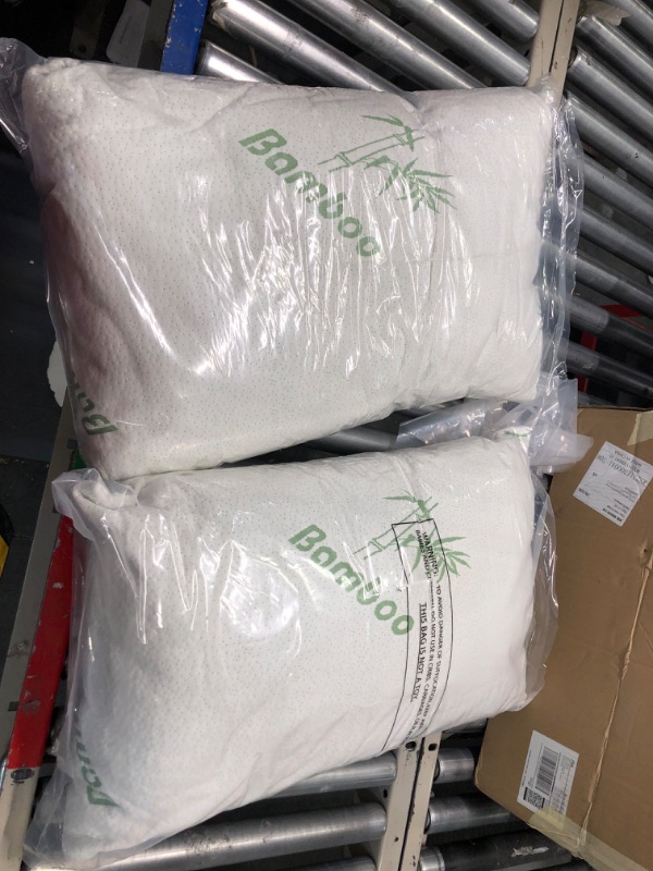 Photo 1 of 2 Pack Queen Size Rayon Made from Bamboo Pillow, Cooling Shredded Memory Foam Bed Pillows Sets for Back, Stomach, Side Sleepers, Adjustable to Soft / Firm, Washable Cover, Queen (Pack of 2)
