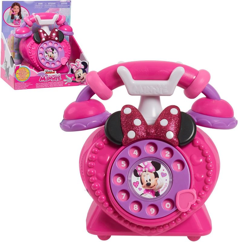 Photo 1 of Disney Junior Minnie Mouse Ring Me Rotary Phone with Lights and Sounds, Pretend Play Phone for Kids, by Just Play