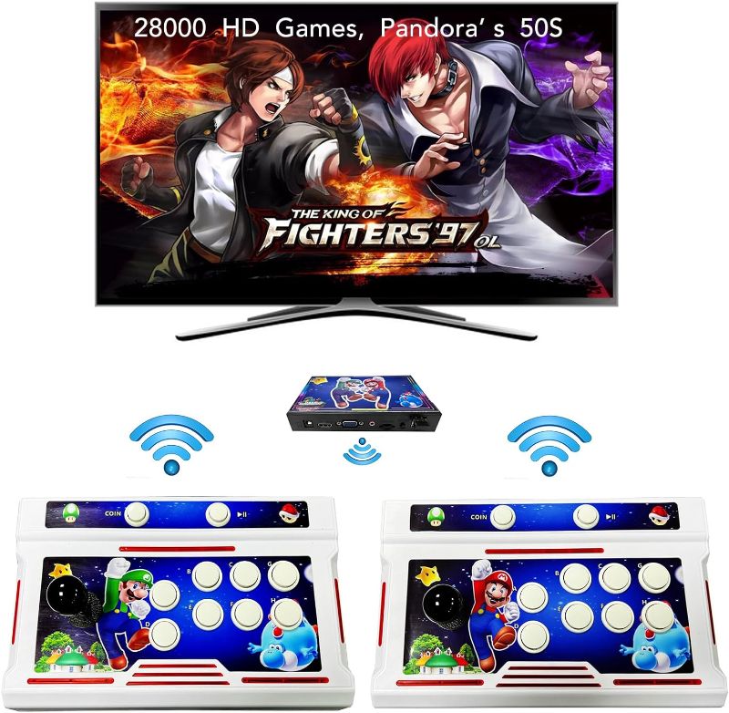 Photo 1 of [28000 Games in 1 50S Pandora Box Arcade Game Console Compatible PC & Projector & TV,3D Games 1-4 Players Double Joystick Favorite List Game Category Save/Search/Hide/Pause/Delete Games
