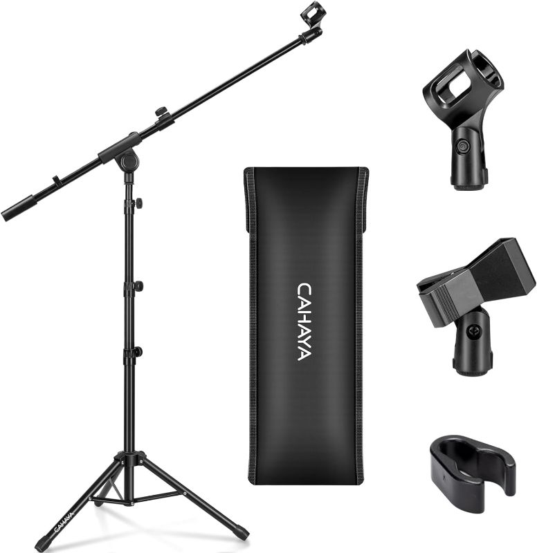 Photo 1 of ****USED*** CAHAYA Tripod Microphone Stand Boom Arm Floor Mic Stand with Carrying Bag and 2 Mic Clips for Singing Performance Wedding Stage and Mic Mount CY0239
