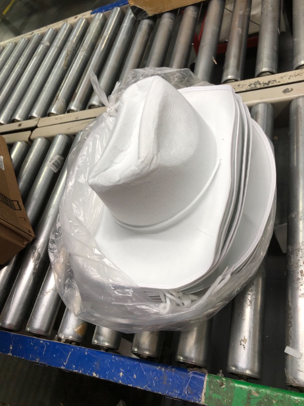 Photo 1 of 12 Pack Bulk Cowboy Hat for Adult Wide Brim Plain Western Cowgirl Hat Costume Texan Country Cowboy Hat for Women Men White