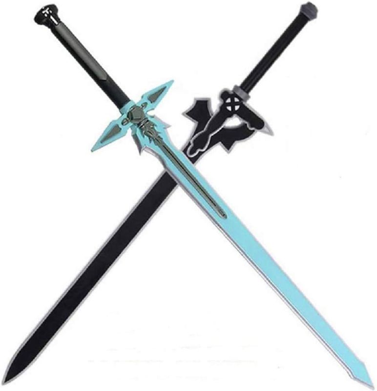 Photo 3 of damdos Halloween Prop PU Foam 31.5inch Dark Repulser Kirito Kirigaya Sword Kirigaya Kazuto Halloween Cosplay Yuuki Asuna Black Sword(2pcs/Sets)