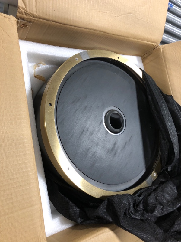 Photo 3 of 15.8" Round Bathroom Vessel Sink, Stainless Steel Vessel Sink,with Pop Up Drain Stopper,Modern Above Counter Bathroom Sink for Home,Hotel,Double Color Matching Brushed Black Plus Gold