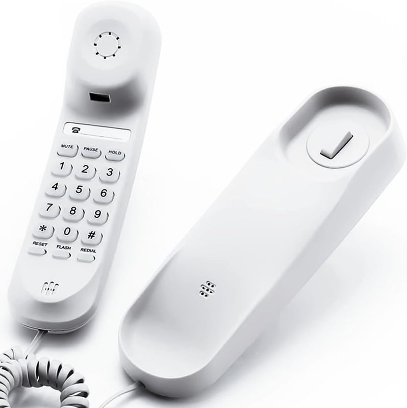 Photo 1 of Landline Phone - Durable Corded Phone for The Office. Mini Phone uses HD Sound Chips, Making The Sound Clearer. It is Suitable for Office and Home use, and More.(White)
