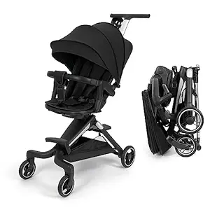 Photo 1 of eaocrhu Convenience Stroller Lightweight Stroller Fold Compact Travel Stroller Multiposition Recline, One-Hand Fold Baby Stroller, Cup Holder, Raincover Included, Black 
