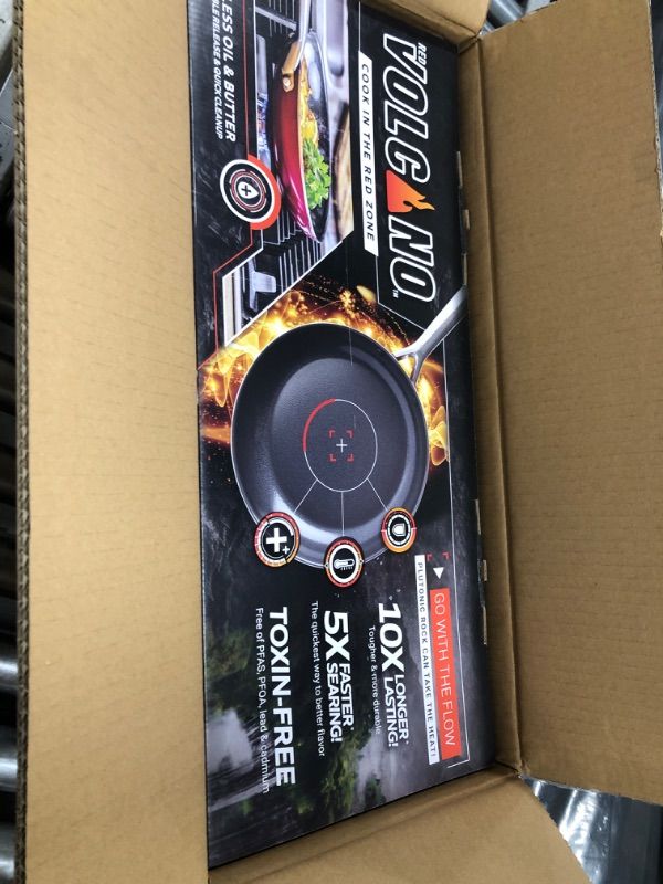 Photo 1 of Red Volcano Textured Ceramic Nonstick, 12 Piece Cookware Pots and Pans Set with Stainless Steel Handles, PFAS PFOA & PTFE Free, Dishwasher Safe, Oven & Broiler Safe to 600 Degrees, Red 12-piece cookware set