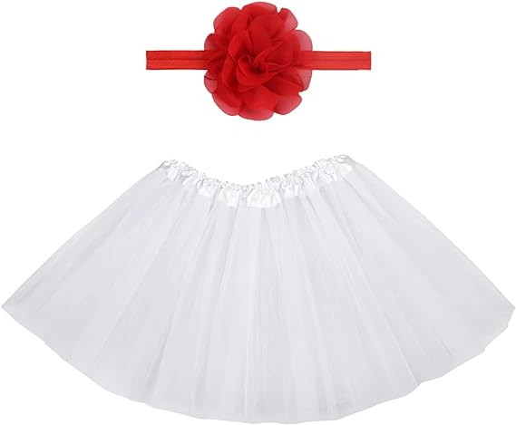 Photo 1 of Girl Tutu Skirts, Baby 3 Layered Tulle Tutu Dress, Kids Ballet Dance Fluffy Skirt with Flower Headband