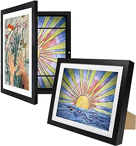 Photo 1 of 2-Pack Kids Artwork Frames Changeable 10x12.5 w Easels, Hangers, 2 Mats Fit 9x12, A4, 8.5x11 Picture Frame, Children Art Projects Kids Art Frames for Kids Artwork, Kids Art Frame for Kids Artwork